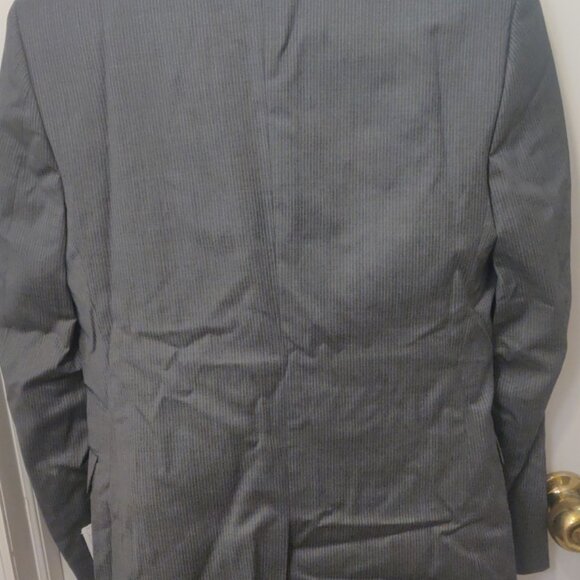 Simon Spurr 36S/30 modern slim skinny fit grey stripe 100% virgin wool bemberg - Picture 2 of 12